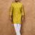 Men yellow viscose rayon ethnic motifs printed straight kurta