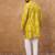 Men yellow viscose rayon ikat printed straight kurta