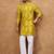 Men yellow viscose rayon ikat printed straight kurta