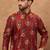 Men red viscose rayon ethnic motifs printed straight kurta