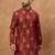Men red viscose rayon ethnic motifs printed straight kurta