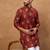Men red viscose rayon ethnic motifs printed straight kurta