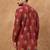 Men red viscose rayon ethnic motifs printed straight kurta
