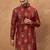 Men red viscose rayon ethnic motifs printed straight kurta