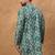Men green cotton blend ethnic motifs printed straight kurta