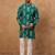 Men blue viscose rayon ikat printed straight kurta