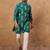 Men blue viscose rayon ikat printed straight kurta