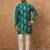 Men blue viscose rayon ikat printed straight kurta