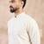 Men white silk blend geometric embroidered straight kurta