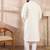 Men white silk blend geometric embroidered straight kurta