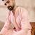 Men pink silk blend geometric embroidered straight kurta