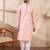 Men pink silk blend geometric embroidered straight kurta