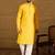 Men yellow viscose rayon solid embroidered straight kurta