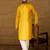 Men yellow viscose rayon solid embroidered straight kurta