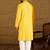 Men yellow viscose rayon solid embroidered straight kurta