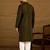 Men olive viscose rayon solid embroidered straight kurta