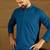 Men blue viscose rayon solid embroidered straight kurta