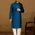 Men blue viscose rayon solid embroidered straight kurta