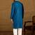 Men blue viscose rayon solid embroidered straight kurta