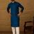 Men blue viscose rayon solid embroidered straight kurta