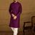 Men purple viscose rayon solid embroidered straight kurta