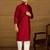 Men maroon viscose rayon solid embroidered straight kurta