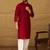 Men maroon viscose rayon solid embroidered straight kurta