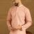 Men peach viscose rayon bandhani embroidered straight kurta