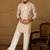 Men white viscose rayon floral embroidered straight kurta