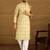 Men yellow viscose rayon geometric printed straight kurta