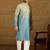 Men blue cotton bandhani embroidered straight kurta