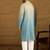 Men blue cotton bandhani embroidered straight kurta