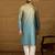 Men blue cotton bandhani embroidered straight kurta