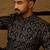 Men black viscose rayon geometric printed straight kurta