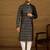 Men black viscose rayon geometric printed straight kurta