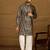 Men black viscose rayon abstract printed straight kurta