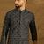 Men black cotton solid embroidered straight kurta