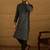 Men black cotton solid embroidered straight kurta