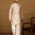 Men off white viscose rayon floral printed straight kurta
