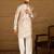 Men off white viscose rayon floral printed straight kurta