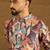 Men grey silk blend floral printed straight kurta