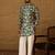 Men teal silk blend floral printed straight kurta