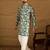 Men teal silk blend floral printed straight kurta