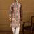 Men brown viscose rayon ethnic motifs printed straight kurta