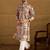 Men brown viscose rayon ethnic motifs printed straight kurta