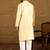 Men beige silk blend solid printed straight kurta