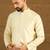 Men yellow silk blend solid printed straight kurta
