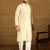 Men yellow silk blend solid printed straight kurta
