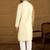 Men yellow silk blend solid printed straight kurta