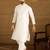 Men white silk blend solid printed straight kurta